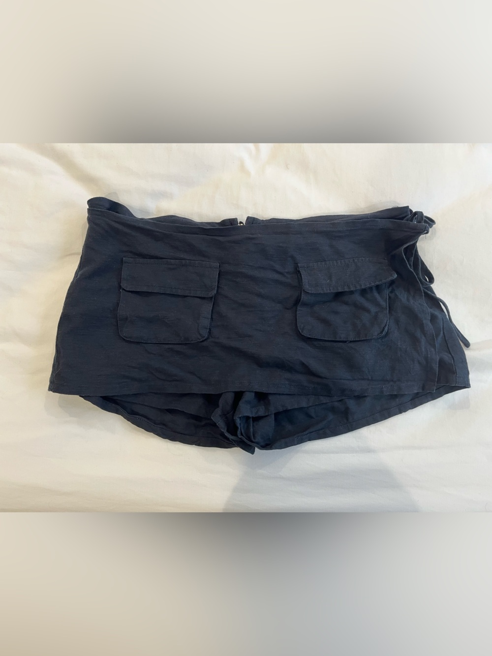 Lioness black linen Layered Skort with Front Flap Pockets size medium